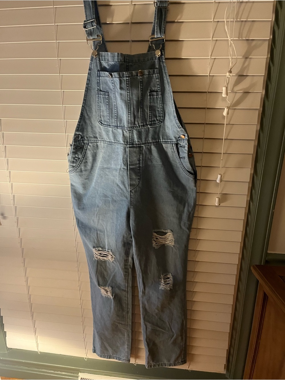 Light Blue Distressed Denim Overalls - womens Casual overalls Jeans